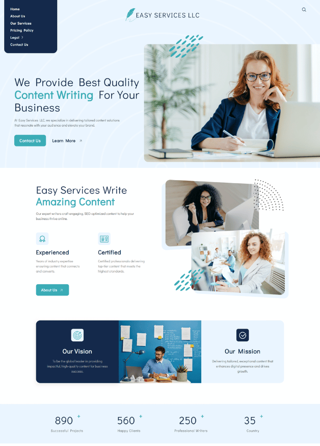 Easy Services SEO-friendly website developed by Webzo – Web Development Services