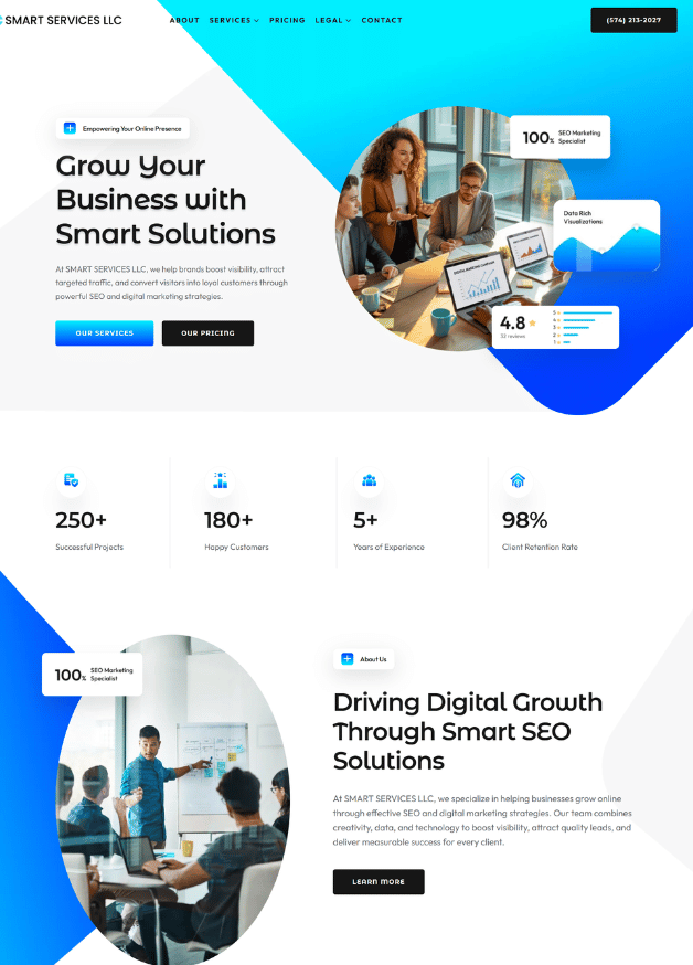 Smart Services LLC SEO-optimized website developed by Webzo – Website Development & SEO Company